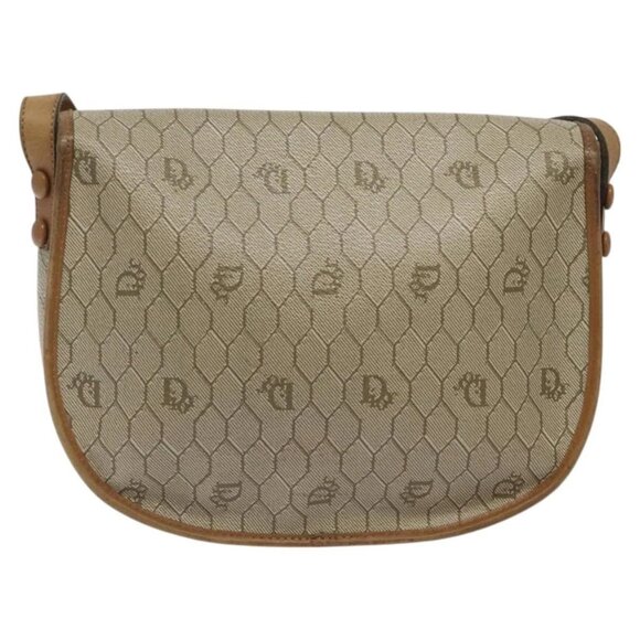 Christian Dior Honeycomb Canvas Shoulder Bag PVC Beige Gold Auth BA1892 - Picture 2 of 16